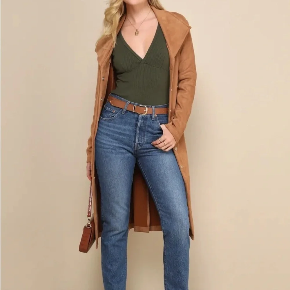 LULUS Always Aesthetic Olive Green Ribbed Long Sleeve Bodysuit - Picture 4 of 8